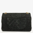 Chanel Vintage Medium Timeless Classic Double Flap Bag Black Quilted Suede With Gold-Tone Hardware And Mademoiselle Chain