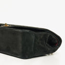 Chanel Vintage Medium Timeless Classic Double Flap Bag Black Quilted Suede With Gold-Tone Hardware And Mademoiselle Chain