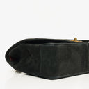 Chanel Vintage Medium Timeless Classic Double Flap Bag Black Quilted Suede With Gold-Tone Hardware And Mademoiselle Chain