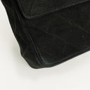 Chanel Vintage Medium Timeless Classic Double Flap Bag Black Quilted Suede With Gold-Tone Hardware And Mademoiselle Chain