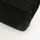 Chanel Vintage Medium Timeless Classic Double Flap Bag Black Quilted Suede With Gold-Tone Hardware And Mademoiselle Chain