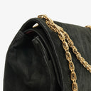 Chanel Vintage Medium Timeless Classic Double Flap Bag Black Quilted Suede With Gold-Tone Hardware And Mademoiselle Chain