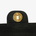Chanel Vintage Medium Timeless Classic Double Flap Bag Black Quilted Suede With Gold-Tone Hardware And Mademoiselle Chain