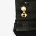 Chanel Vintage Medium Timeless Classic Double Flap Bag Black Quilted Suede With Gold-Tone Hardware And Mademoiselle Chain