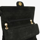 Chanel Vintage Medium Timeless Classic Double Flap Bag Black Quilted Suede With Gold-Tone Hardware And Mademoiselle Chain