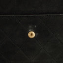 Chanel Vintage Medium Timeless Classic Double Flap Bag Black Quilted Suede With Gold-Tone Hardware And Mademoiselle Chain