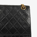 Chanel Vintage Medium Timeless Classic Double Flap Bag In Black Quilted Lambskin With 24K Gold-Plated Hardware And Mademoiselle Chain
