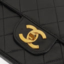 Chanel Vintage Medium Timeless Classic Double Flap Bag In Black Quilted Lambskin With 24K Gold-Plated Hardware And Mademoiselle Chain