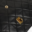 Chanel Vintage Medium Timeless Classic Double Flap Bag In Black Quilted Lambskin With 24K Gold-Plated Hardware And Mademoiselle Chain