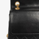 Chanel Vintage Medium Timeless Classic Double Flap Bag In Black Quilted Lambskin With 24K Gold-Plated Hardware And Mademoiselle Chain