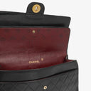 Chanel Vintage Medium Timeless Classic Double Flap Bag In Black Quilted Lambskin With 24K Gold-Plated Hardware And Mademoiselle Chain