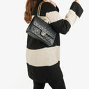 Chanel Vintage Medium Timeless Classic Double Flap Bag Navy Quilted Lambskin 24K Gold-Plated Hardware And Mademoiselle Chain