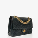 Chanel Vintage Medium Timeless Classic Double Flap Bag Navy Quilted Lambskin 24K Gold-Plated Hardware And Mademoiselle Chain