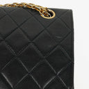 Chanel Vintage Medium Timeless Classic Double Flap Bag Navy Quilted Lambskin 24K Gold-Plated Hardware And Mademoiselle Chain