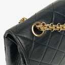 Chanel Vintage Medium Timeless Classic Double Flap Bag Navy Quilted Lambskin 24K Gold-Plated Hardware And Mademoiselle Chain