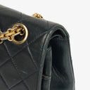 Chanel Vintage Medium Timeless Classic Double Flap Bag Navy Quilted Lambskin 24K Gold-Plated Hardware And Mademoiselle Chain