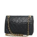 Chanel Vintage Medium Timeless Classic Double Flap Bag Navy Quilted Lambskin With 24K Gold-Plated Hardware