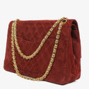 Chanel Vintage Medium Timeless Classic Double Flap Bag Suede Burgundy Gold-Toned Hardware And Mademoiselle Chain