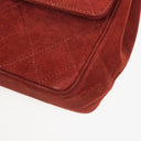 Chanel Vintage Medium Timeless Classic Double Flap Bag Suede Burgundy Gold-Toned Hardware And Mademoiselle Chain