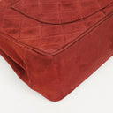 Chanel Vintage Medium Timeless Classic Double Flap Bag Suede Burgundy Gold-Toned Hardware And Mademoiselle Chain
