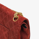 Chanel Vintage Medium Timeless Classic Double Flap Bag Suede Burgundy Gold-Toned Hardware And Mademoiselle Chain
