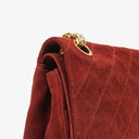 Chanel Vintage Medium Timeless Classic Double Flap Bag Suede Burgundy Gold-Toned Hardware And Mademoiselle Chain