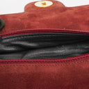 Chanel Vintage Medium Timeless Classic Double Flap Bag Suede Burgundy Gold-Toned Hardware And Mademoiselle Chain