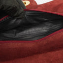 Chanel Vintage Medium Timeless Classic Double Flap Bag Suede Burgundy Gold-Toned Hardware And Mademoiselle Chain