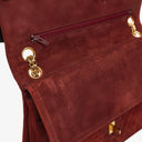 Chanel Vintage Medium Timeless Classic Double Flap Bag Suede Burgundy Gold-Toned Hardware And Mademoiselle Chain