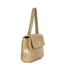 Petit sac à rabat vintage Chanel Mini en agneau matelassé or avec ferrures plaquées or 24K