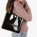 Chanel Vintage Patent Leather CC Tote Shoulder Bag
