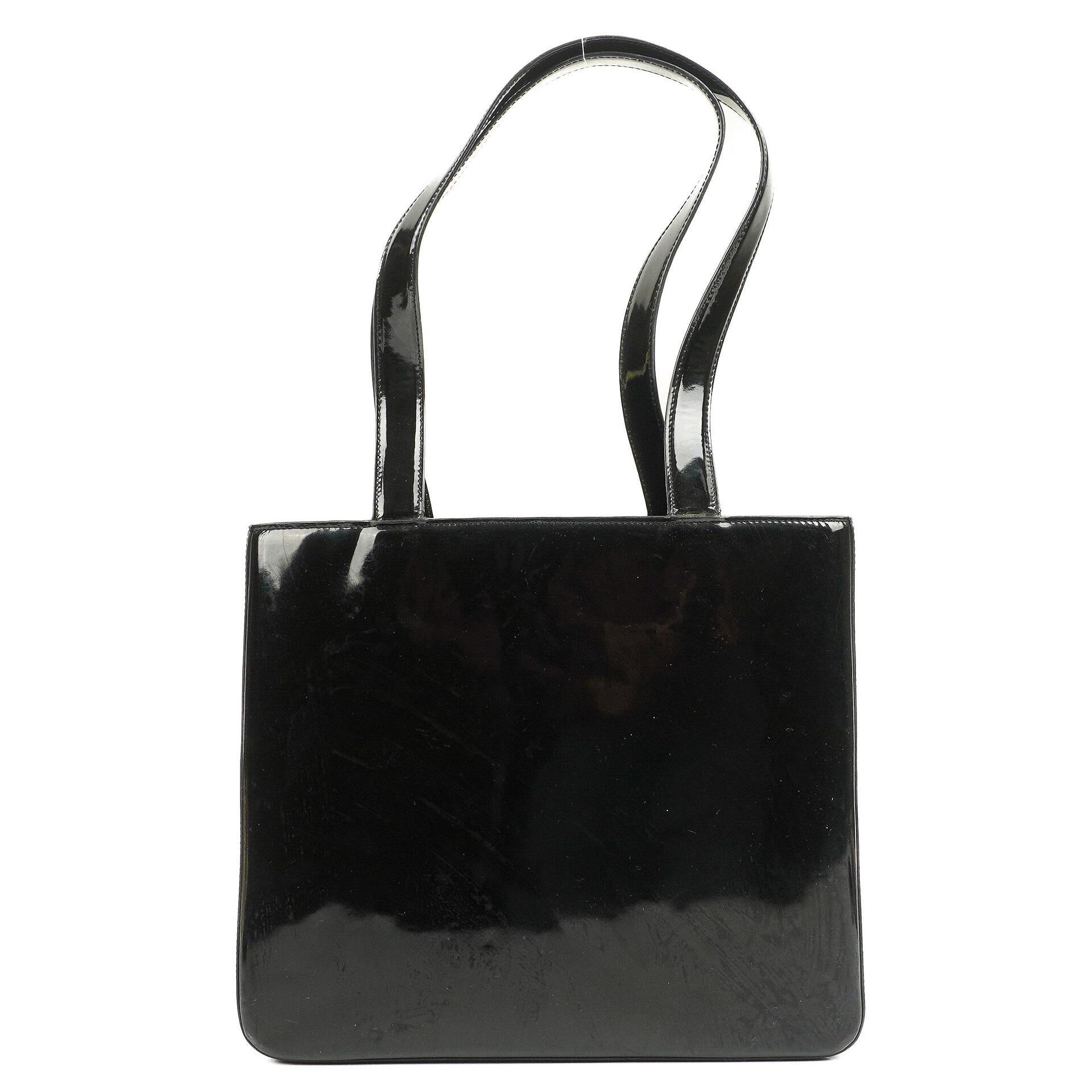 Chanel Vintage Patent Leather CC Tote Shoulder Bag
