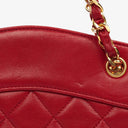 Chanel Vintage Red Quilted Lambskin Mini Chain Tote Bag