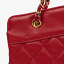 Chanel Vintage Red Quilted Lambskin Mini Chain Tote Bag
