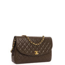 Chanel Vintage Round Flap Bag Brown Quilted Lambskin With 24K Gold-Plated Hardware