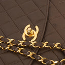 Chanel Vintage Round Flap Bag Brown Quilted Lambskin With 24K Gold-Plated Hardware