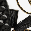 Chanel Vintage Small Camera Tassel Bag In Black Quilted Patent Leather