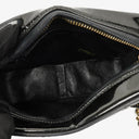 Chanel Vintage Small Camera Tassel Bag In Black Quilted Patent Leather