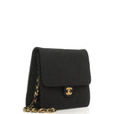Chanel Vintage Small Classic Black Quilted Jersey Single Flap Bag With 24K Gold-Plated Hardware