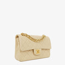Chanel Vintage Small Classic Double Flap Bag Beige Quilted Lambskin 24K Gold-Plated Hardware