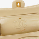 Chanel Vintage Small Classic Double Flap Bag Beige Quilted Lambskin 24K Gold-Plated Hardware
