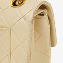 Chanel Vintage Small Classic Double Flap Bag Beige Quilted Lambskin 24K Gold-Plated Hardware