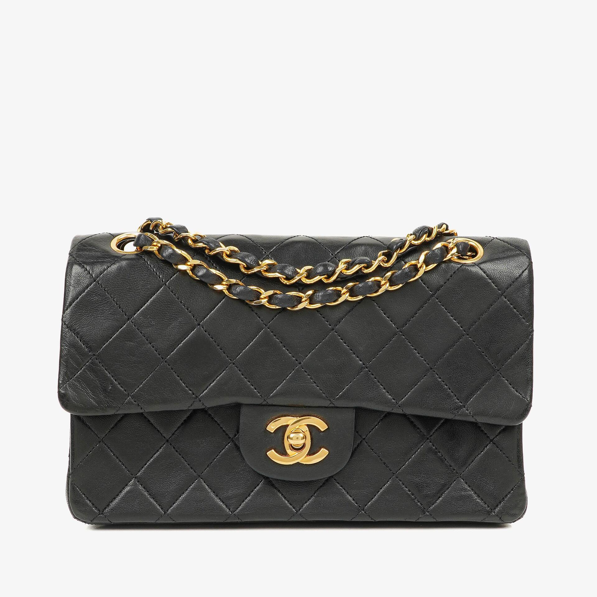 Chanel Vintage Small Classic Double Flap Bag Black Quilted Lambskin  24K Gold-Plated Hardware