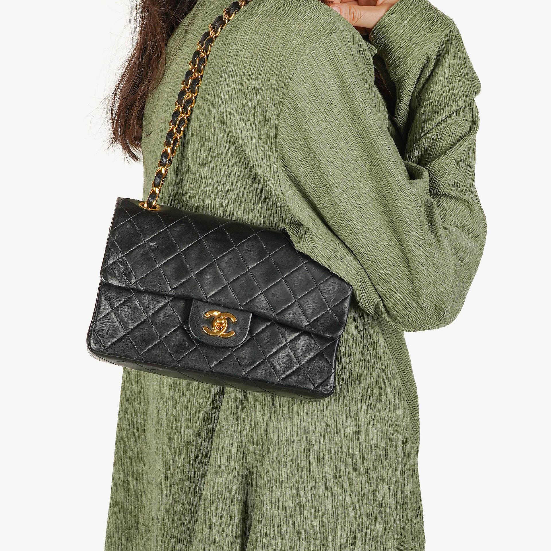 Chanel Vintage Small Classic Double Flap Bag Black Quilted Lambskin  24K Gold-Plated Hardware