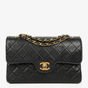 Chanel Vintage Small Classic Double Flap Bag Black Quilted Lambskin 24K Gold-Plated Hardware