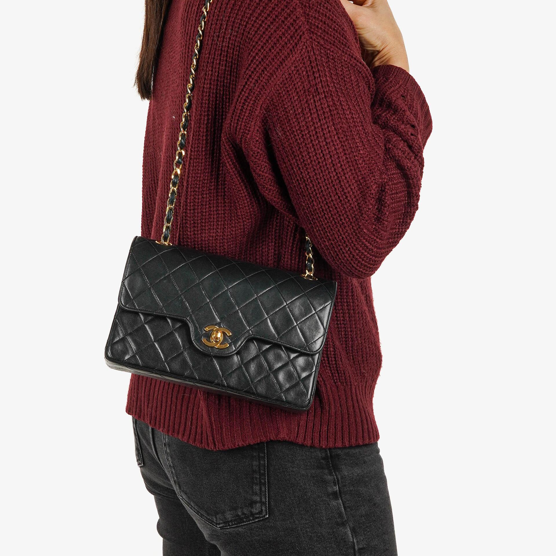 Chanel Vintage Small Classic Double Flap Bag Black Quilted Lambskin 24K Gold-Plated Hardware