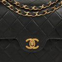 Chanel Vintage Small Classic Double Flap Bag Black Quilted Lambskin 24K Gold-Plated Hardware