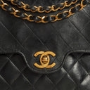 Chanel Vintage Small Classic Double Flap Bag Black Quilted Lambskin 24K Gold-Plated Hardware