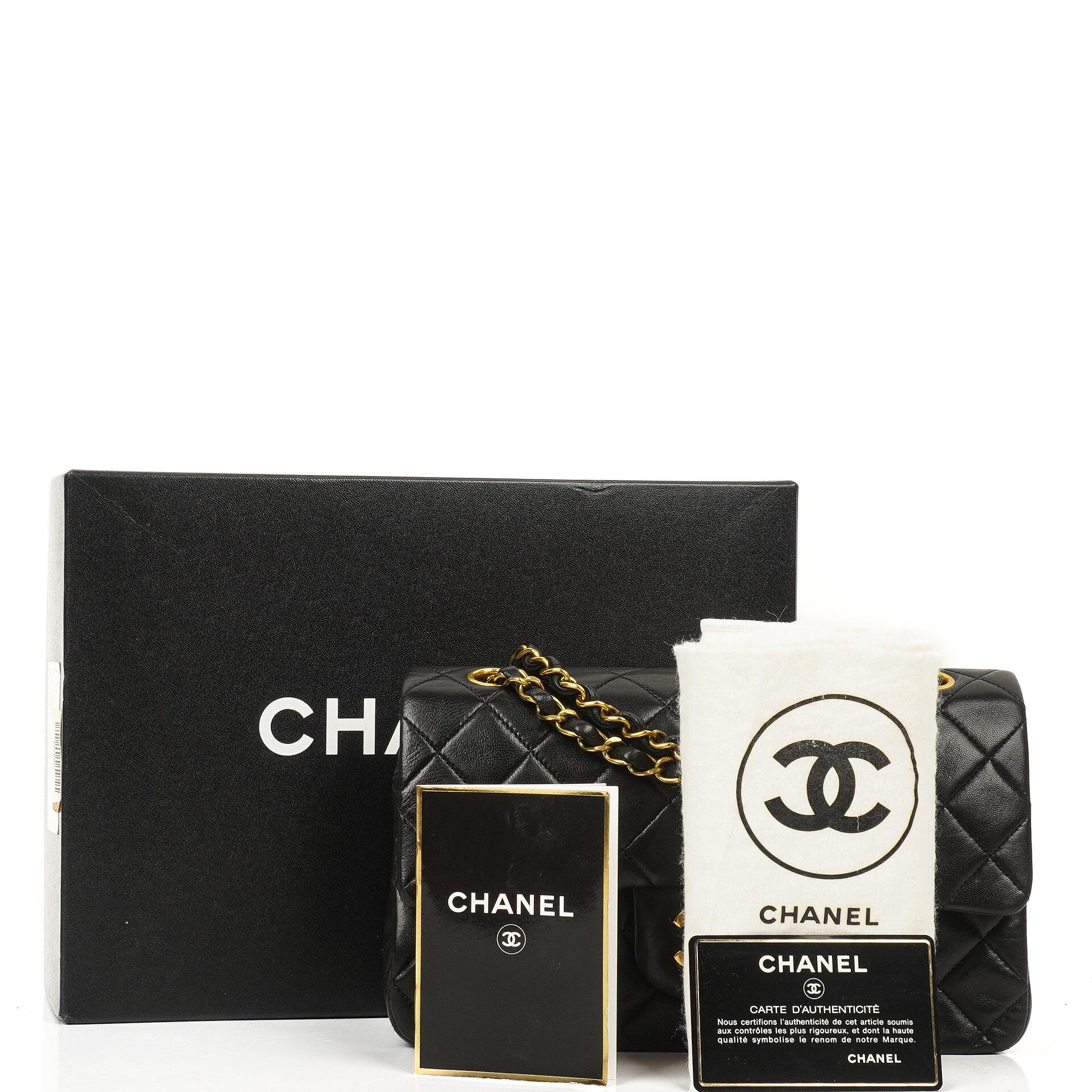 Chanel Vintage Small Classic Double Flap Bag Black Quilted Lambskin With 24K Gold-Plated Hardware
