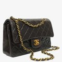 Chanel Vintage Small Classic Double Flap Bag Black Quilted Lambskin With 24K Gold-Plated Hardware